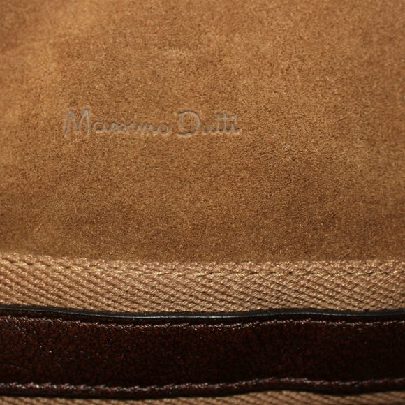 MASSIMO DUTTI Brown Suede Leather Large Shoulder Bag Hobo - Picture 3 of 6
